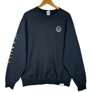 KANHA Tiger Graphic Black Crewneck Sweatshirt Large Unisex Streetwear Festival